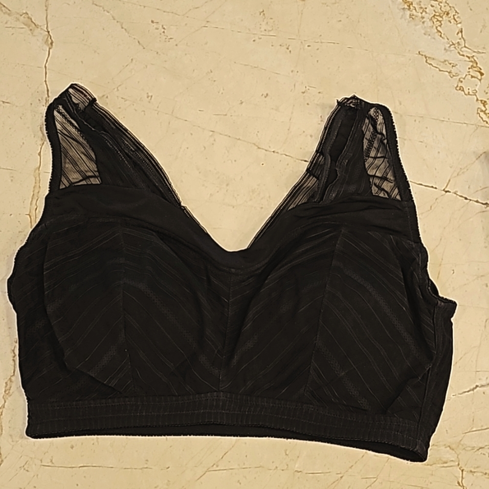 Rhonda Shear Bra Lacey Straps, black, 2X no wire!
